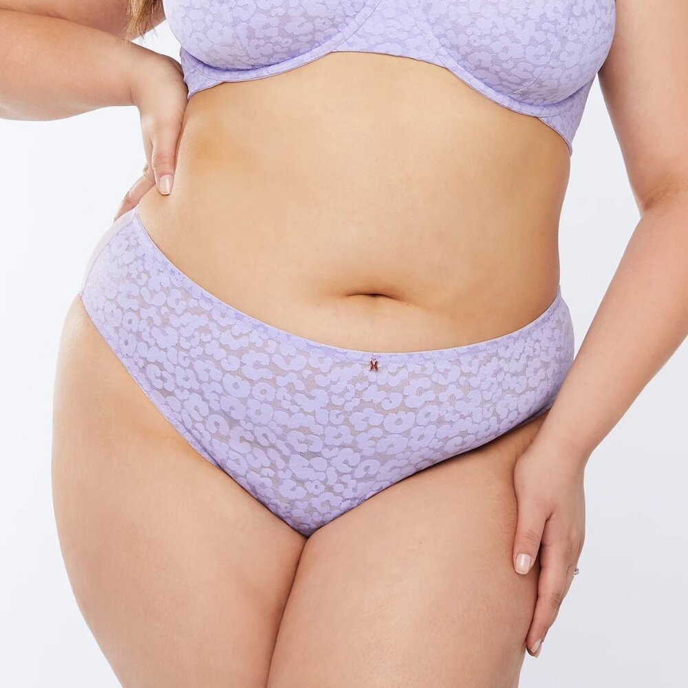 Lavender Leopard Lace High-Leg Bikini with X Charm NWT sealed